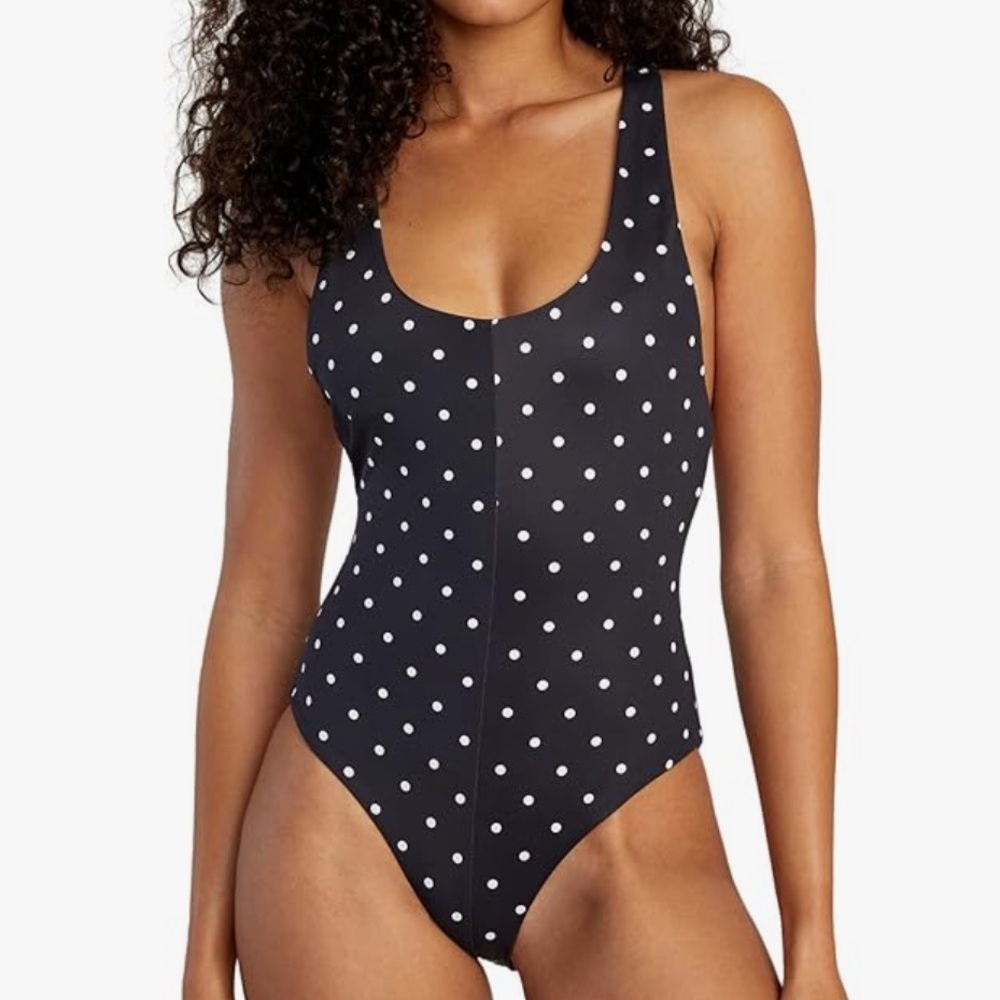 RVCA Black Polka Dot One-Piece Swimsuit